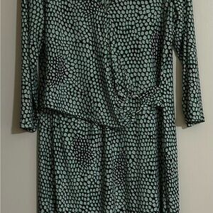 Roz & Ali Teal and Black Polka Dot Dress